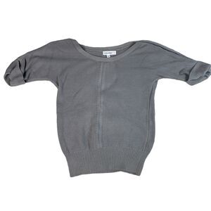 Calvin Klein Womens Pullover Sweater Short Sleeve Trim Gray Shirt  Small